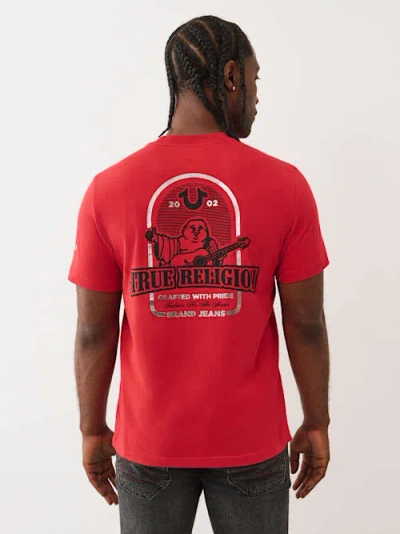 True Religion Men's Buddha Arched Logo T-shirt In Red