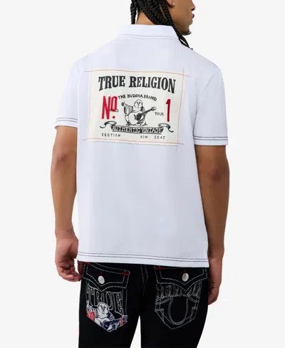 True Religion Men's Buddha Logo Polo Shirt In White