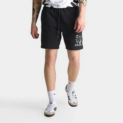 True Religion Men's Buddha Old English Logo Fleece Shorts In Black