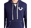 True Religion Men's Classic Logo Zip Up Drawstring Hoodie In True Navy