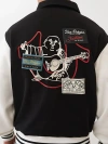 True Religion Men's Collared Patch Fleece Varsity Jacket In Black