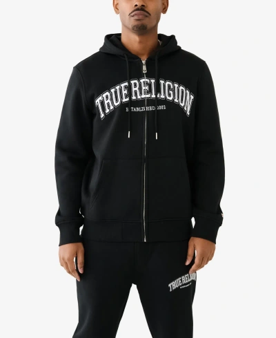 True Religion Men's Collegiate Zip Up Hoodie In Jet Black