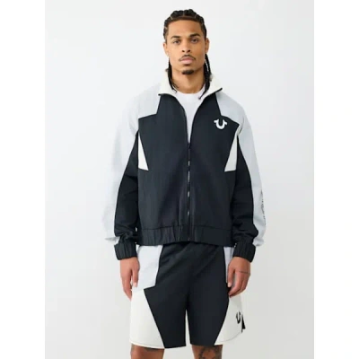 True Religion Men's Colorblock Nylon Track Jacket In Black