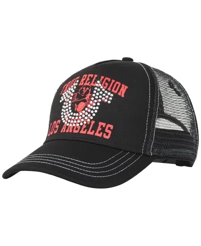 True Religion Men's Crystal Horseshoe Trucker Hat In Jet Black