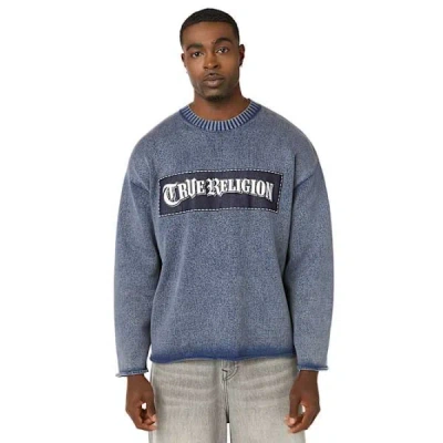 True Religion Men's Denim Appliqu� Washed Sweater In Blue