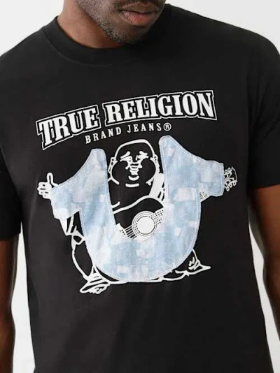 True Religion Men's Denim Horseshoe Applique T-shirt In Black