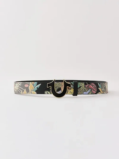 True Religion Men's Dragon Graphic Horseshoe Buckle Belt In Multi