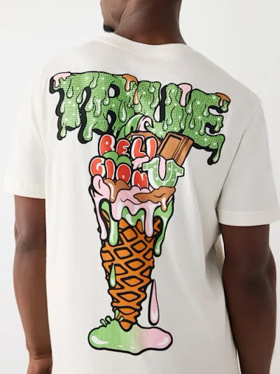 True Religion Men's Drippy Ice Cream T-shirt In White