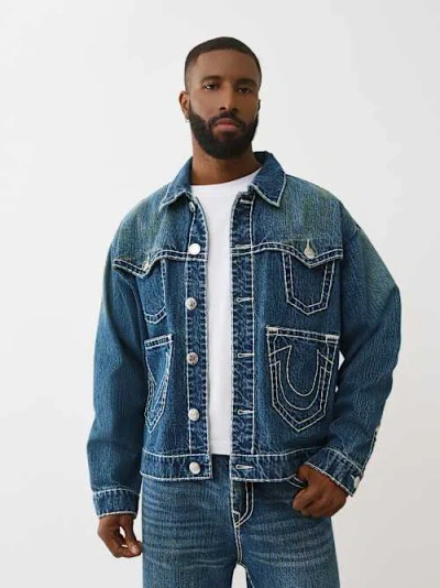 True Religion Men's Drop Shoulder Super T Utility Jacket In Blue