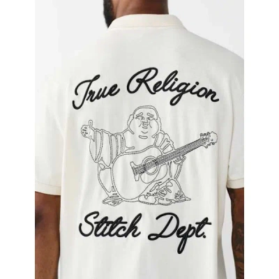 True Religion Men's Embroidered Stitch Dept Polo Shirt In White