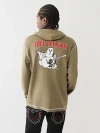 True Religion Men's Flocked Logo Hooded Henley T-shirt
