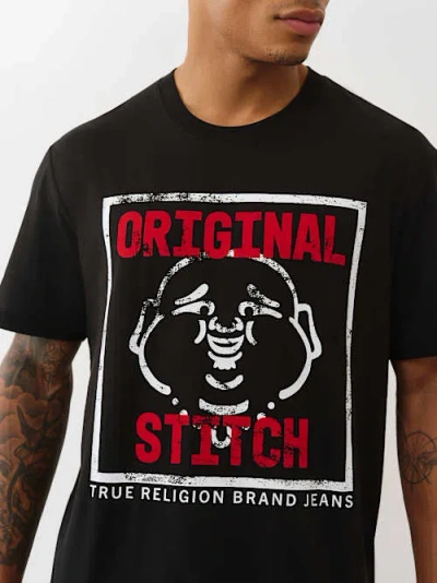 True Religion Men's Flocked Original Stitch T-shirt In Black