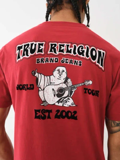 True Religion Men's Flocked Vintage Logo T-shirt In Red