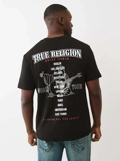 True Religion Men's Flocked World Tour T-shirt In Black