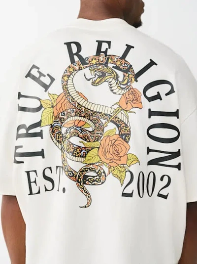 True Religion Men's Floral Snake Heavyweight Oversized T-shirt In White