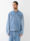 True Religion Men's Frayed Big T Denim Jacket In Blue