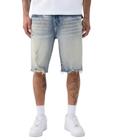 True Religion Men's Frayed Hem Relaxed-fit Shorts In Blue