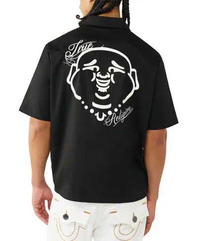 True Religion Men's Full-zip Short-sleeve Shirt In Black