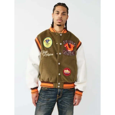 True Religion Men's Garden Logo Retro Varsity Jacket In Multi