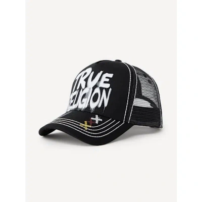 True Religion Men's Graffiti Trucker Hat In Black