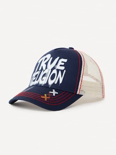 True Religion Men's Graffiti Trucker Hat In Blue