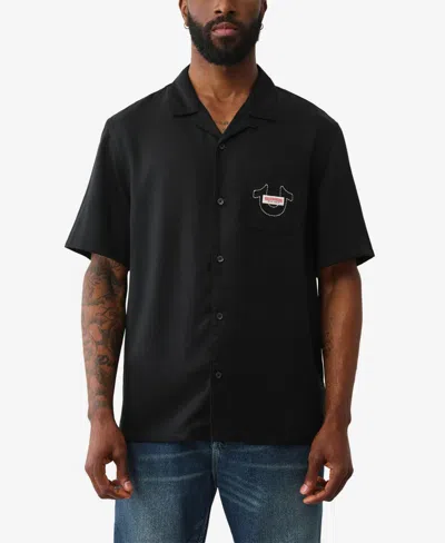 True Religion Men's Graphic Camp Short-sleeve Shirt In Black
