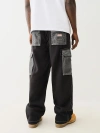True Religion Men's Heavy Weight Fleece Big T Baggy Cargo Pant In Black