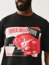 True Religion Short Sleeve Torn Logo T Shirt Black In Black