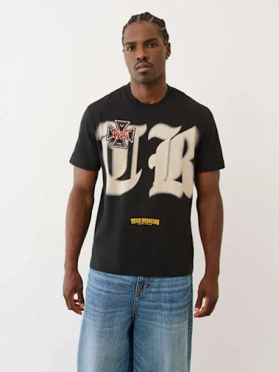 True Religion Men's Heavyweight True Biker Logo T-shirt In Black