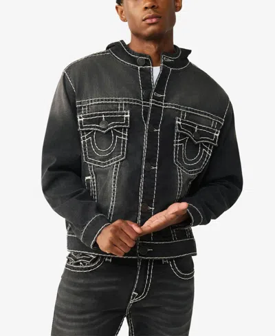 True Religion Men's Hooded Denim Jacket In Black