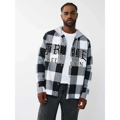 True Religion Men's Hooded Flannel Shirt In Black