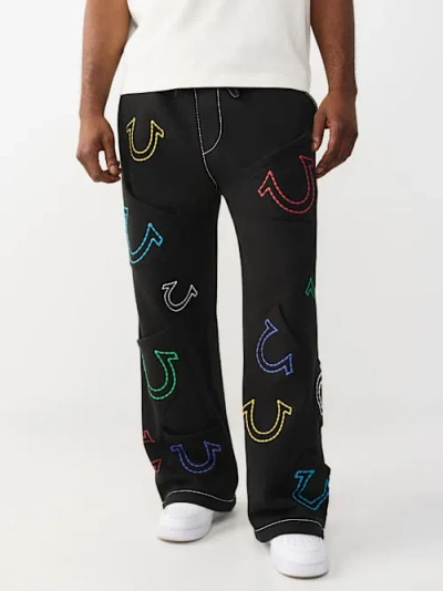 True Religion Men's Horseshoe Big T Baggy Sweatpant In Black