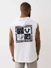 True Religion Men's Horseshoe Box Hoodie Tank Top In White