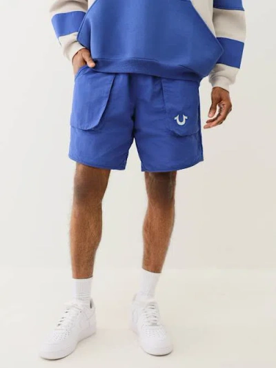True Religion Men's Horseshoe Nylon Short In Blue