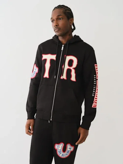 True Religion Men's Horseshoe Patch Zip Hoodie In Black