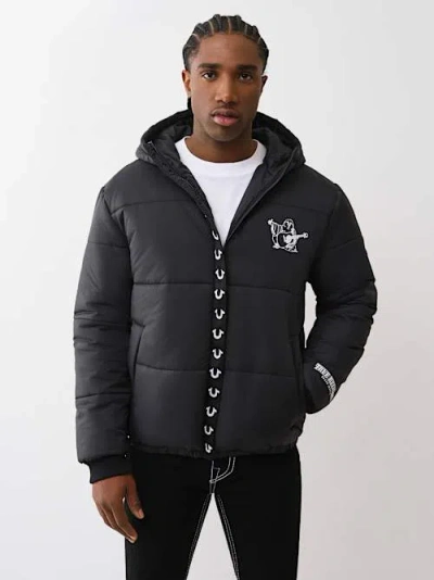 True Religion Men's Horseshoe Trim Puffer Jacket In Black