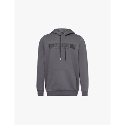 True Religion Mens Iron Gate Painted Embossed Brand-print Regular-fit Cotton-blend Hoody