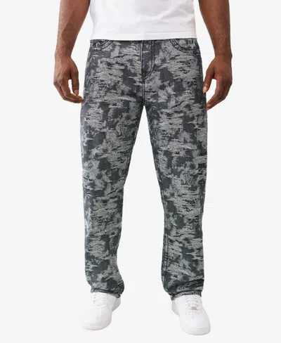 True Religion Men's Jacquard Bobby Super T Flap Baggy Jeans In Gray