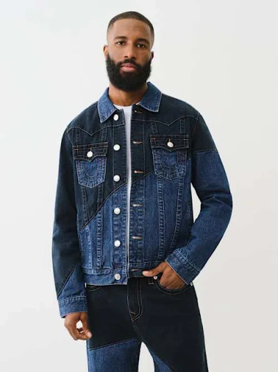 True Religion Men's Jimmy Curved Seam Denim Jacket In Blue