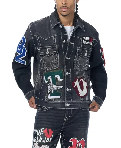 True Religion Men's Jimmy Oversized Denim Patch Jacket In Black Wash