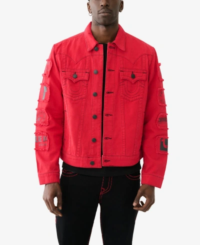 True Religion Men's Jimmy Sleeve Patch Jacket In Ruby Red