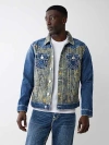True Religion Jimmy Super T Buddha Camo Denim Trucker Jacket In Blue