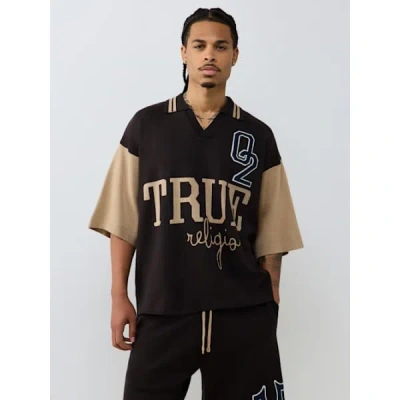 True Religion Men's Knit Oversized Polo Shirt In Brown