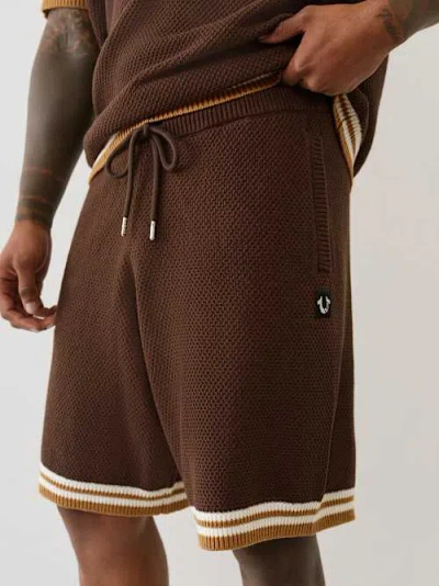 True Religion Men's Knit Sweatshorts In Brown