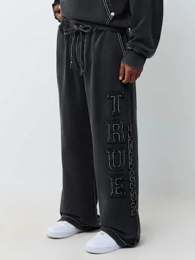 True Religion Men's Logo Appliqué Big T Baggy Sweatpant In Black