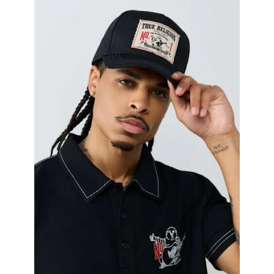 True Religion Men's Logo Big T Patch Hat In Black