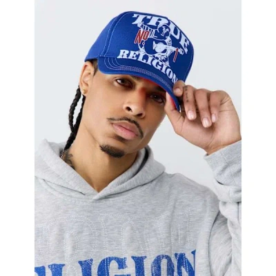 True Religion Men's Logo Buddha Hat In Blue