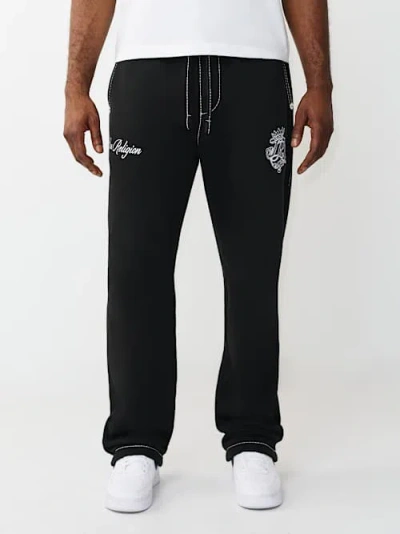 True Religion Men's Logo Crest Big T Baggy Sweatpant In Black