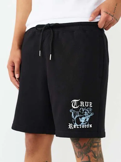 True Religion Men's Logo Fleece Short In Black
