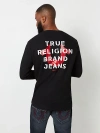 True Religion Men's Logo Long Sleeve Ribbed Henley T-shirt In Black